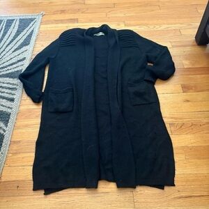 Peruvian Link Black Open Front Alpaca Cardigan Size Medium